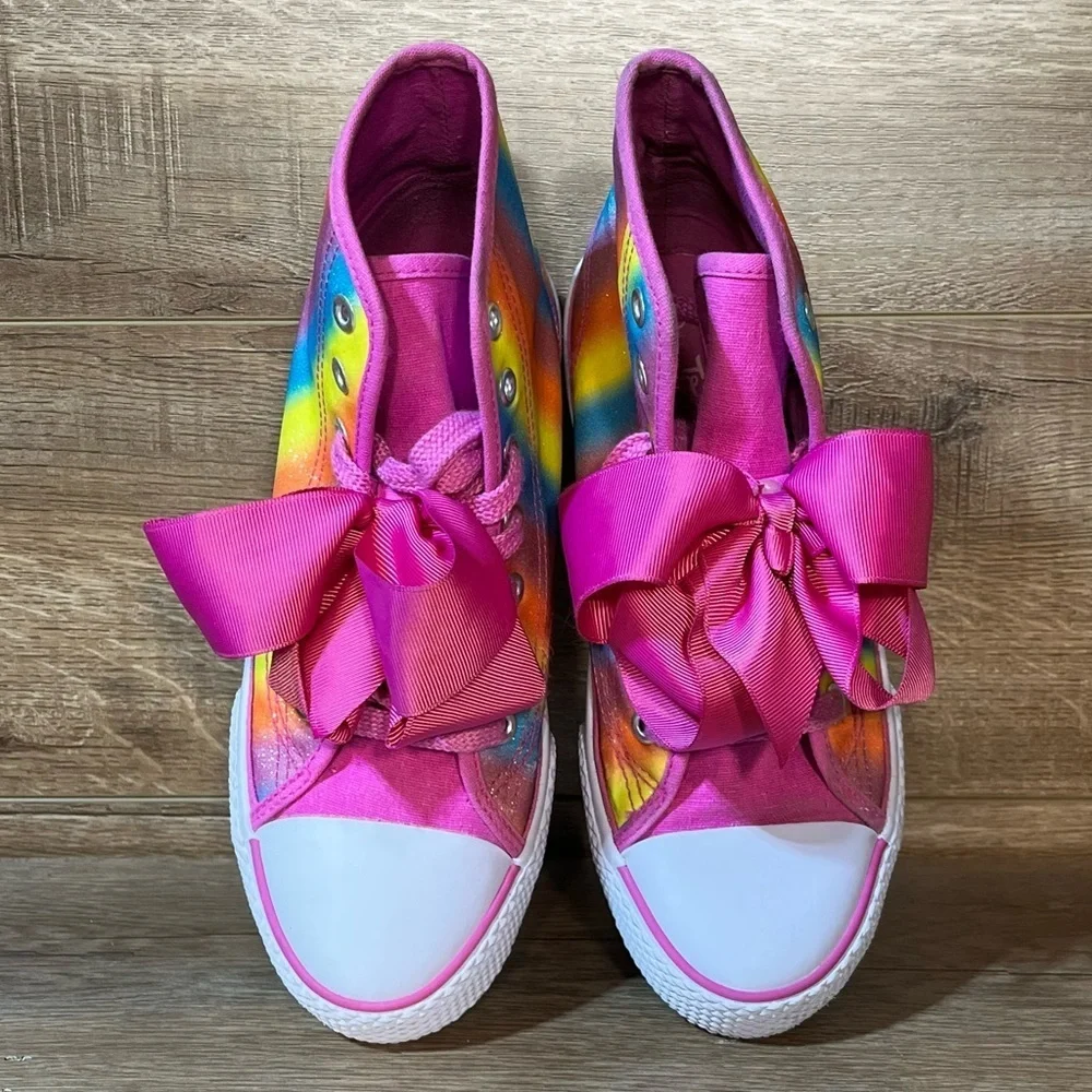 JoJo Siwa Legacee High Bow Sneaker‎ Shoes Rainbow Glitter Girl's Size 4 Lace Up